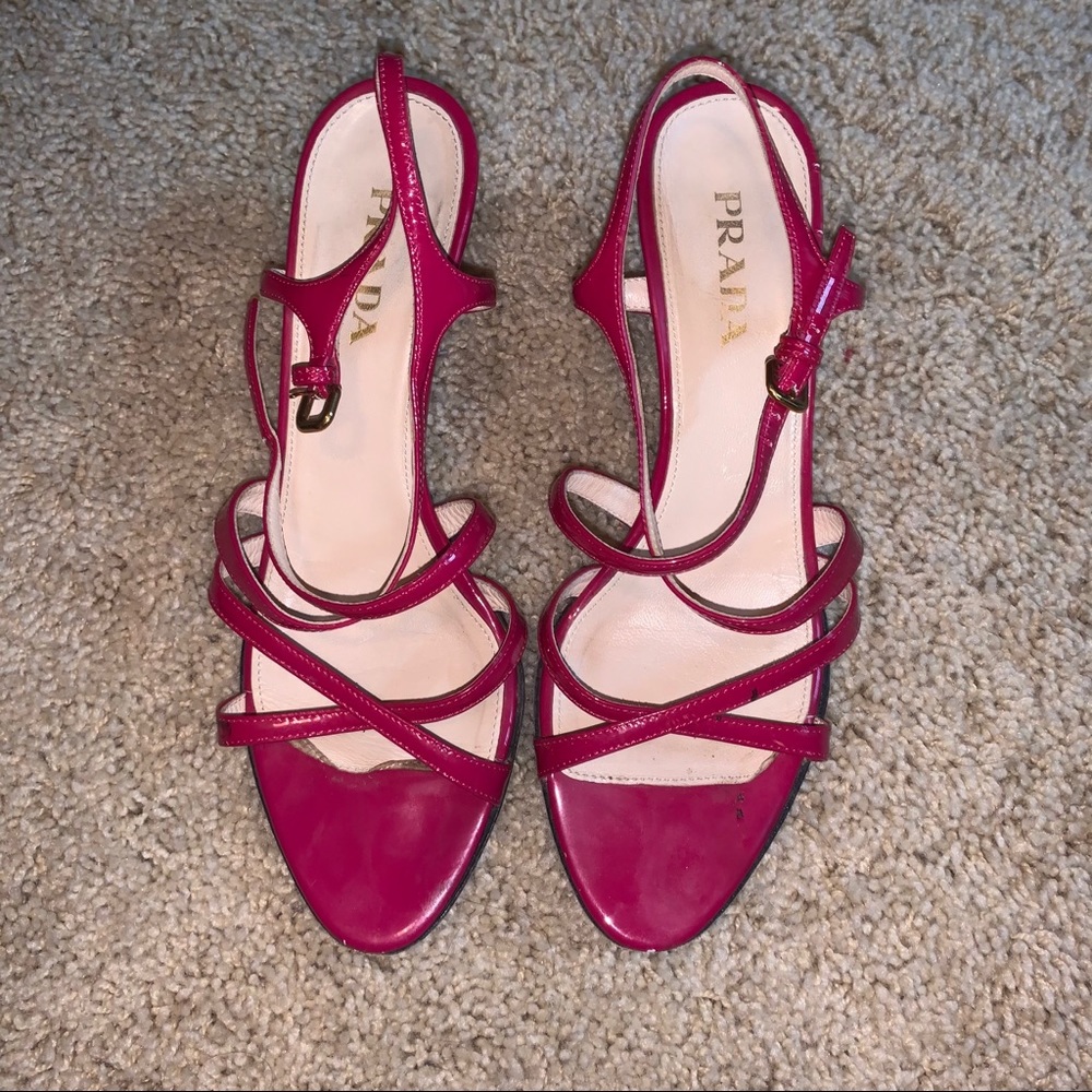 Prada patent leather wedges